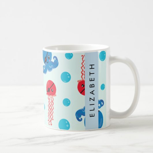 Mug Pirate Octopus, Pirate Jellfish, Mer, Votre Nom (Droite)