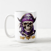 Mug Pirate pourpre effrayante crâne et os croisés (Gauche)