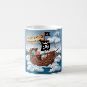 Mug Pirate Ship Birthday Card - Ahoy Matey!