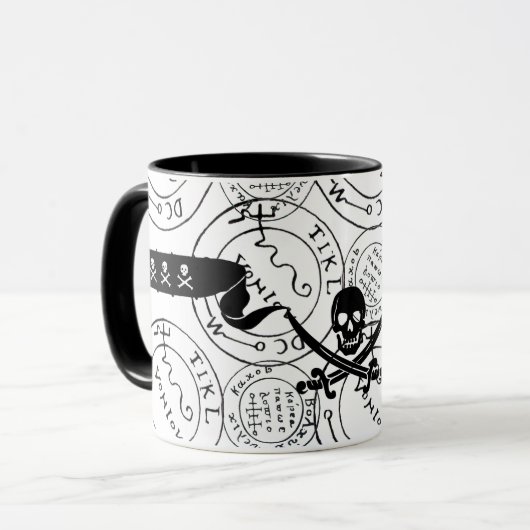 Mug PIRATES CARTES DE TRÉSORERIE, SKULL, ÉPINES Noir B (Devant gauche)