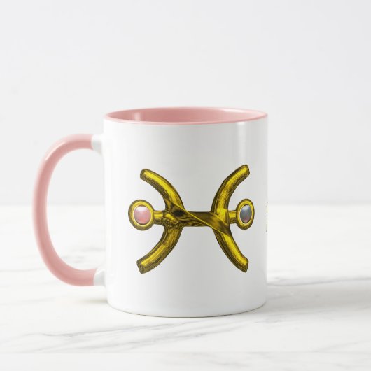 MUG PISCES GOLD ZODIAC BIJOUX D'ANNIVERSAIRE AVEC PERL (Gauche)