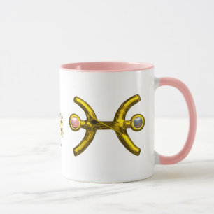 MUG PISCES GOLD ZODIAC BIJOUX D'ANNIVERSAIRE AVEC PERL