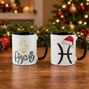 Mug Pisces Noël Chapeau de Père Noël du Zodiaque