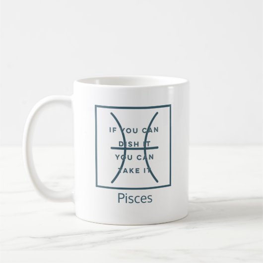 Mug Pisces Zodiac Sign Fun Citation Moderne Bleu Texte (Gauche)