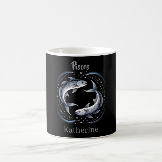 Mug Pisces Zodiac Sign Illustration with Custom Name (Centre)