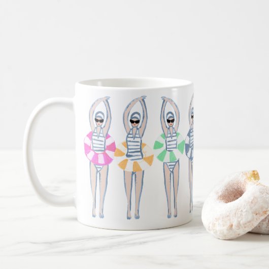 Mug Piscine Artistique vintage Piscine Anneau (Avec donut)