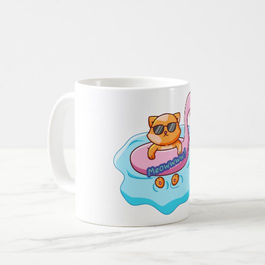 Mug piscine de chat vitres d'été | Conception amoureux (Devant gauche)