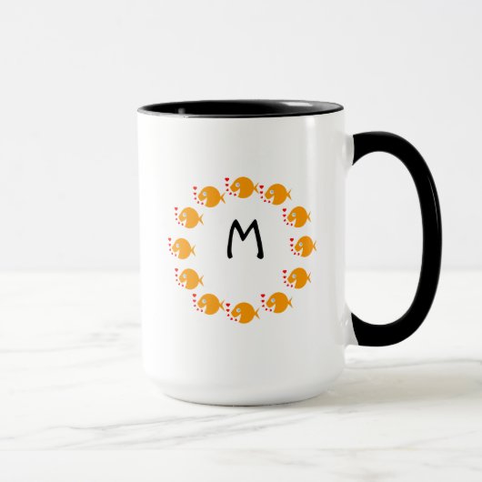 Mug Piscine synchronisée Cute de poisson d'or Monogram (Droite)