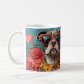 Mug Pitbull au cœur Roses Saint-Valentin (Gauche)