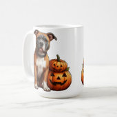 Mug Pitbull avec Citrouilles d'Halloween (Devant gauche)