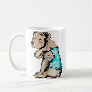 Mug Pitbull Chien I Love Papa Tattoo drôle Famille