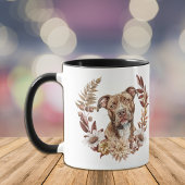 Mug Pitbull Dog Automne Wreath