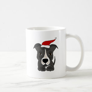 Mug Pitbull gris drôle dans l'art de Noël de casquet