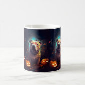 Mug Pitbull Halloween avec citrouilles effrayant (Centre)