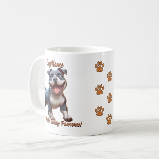 Mug Pitbull Pit Bull - Ajouter le nom du chien, modifi (Devant gauche)
