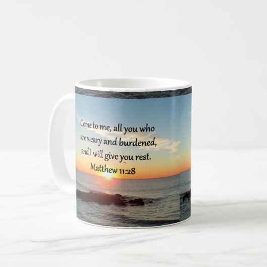 MUG PITTORESQUE MATTHEW 11"28 SCRIPTURE VERSE (Devant gauche)
