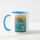 Mug Pittsburgh, PA | Vue oeil d'oiseau (Gauche)