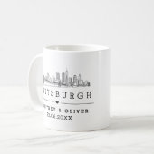 Mug Pittsburgh Skyline - Cadeau de mariage personnalis (Devant gauche)