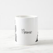 Mug Pivoine Argent Élégant Monogramme Initiale A Nom (Centre)