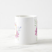 Mug Pivoine d'aquarelle et monogramme À LA MODE Girly (Centre)