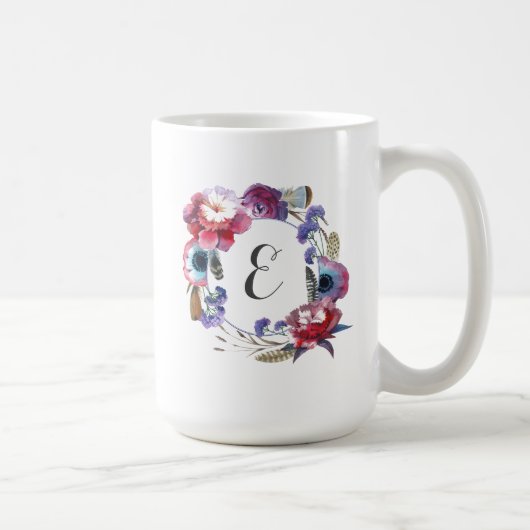 Mug Pivoine de fleur sauvage florale avec le (Droite)