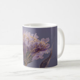 Mug Pivoine Violette Inspirée Florale Accents Dorés