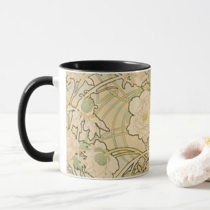 Mug Pivoines par Alphonse Mucha, Art Nouveau vintage