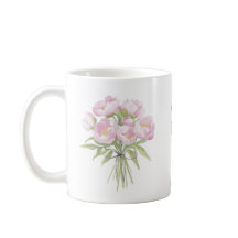 Pivoines roses en céramique avec ruban