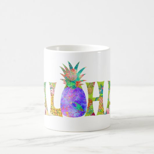 Mug PixDezines Aloha Ananas+Aquarelle Florale (Centre)