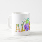 Mug PixDezines Aloha Ananas+Aquarelle Florale (Devant gauche)