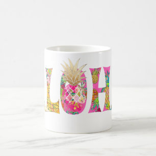 Mug PixDezines Aloha Ananas+Aquarelle Florale