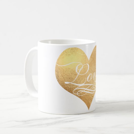 Mug PixDezines Amour/Coeur/Or/arrière - plan do-it-you (Devant gauche)