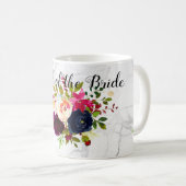 Mug PixDezines Aquarelle Blush, Bourgogne+Fleurs Navy (Devant droit)