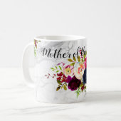 Mug PixDezines Aquarelle Blush, Bourgogne+Fleurs Navy (Devant gauche)
