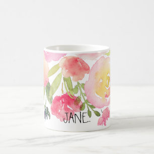 Mug PixDezines Aquarelle Ressort, Peonies Bouquet