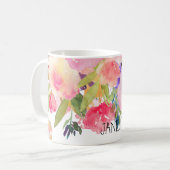 Mug PixDezines Aquarelle Ressort, Peonies Bouquet (Devant gauche)