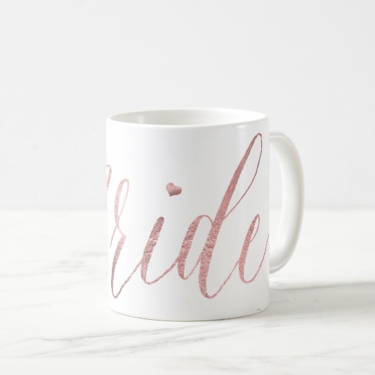 Mug PixDezines Bride/Faux Rose Gold/Modern Script (Devant droit)