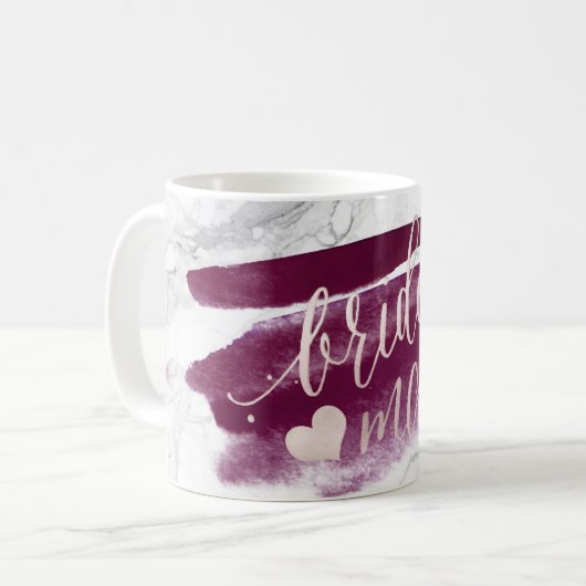 Mug PixDezines Bridesmaid|Marble Blush Pink Script (Devant gauche)