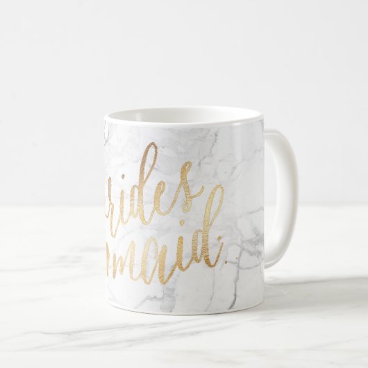 Mug PixDezines Bridesmaid|Marble Faux Gold Script (Devant droit)