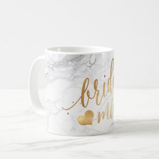 Mug PixDezines Bridesmaid|Marble Faux Gold Script (Devant gauche)