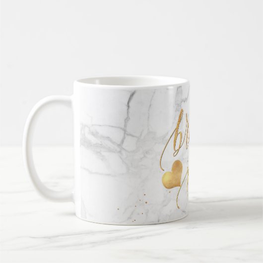 Mug PixDezines Bridesmaid Marble+Faux Gold/Script (Gauche)