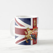 Mug PIXDEZINES COULEUR D'EAU UNION JACK et INSIGNIE (Devant gauche)