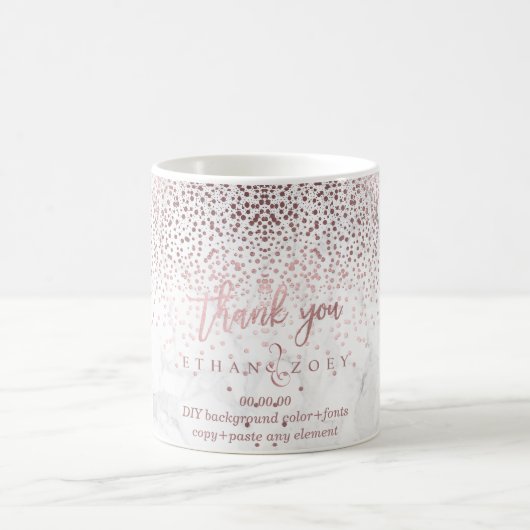 Mug PixDezines DAZZLED FAUX ROSE OR CONFETTI (Centre)