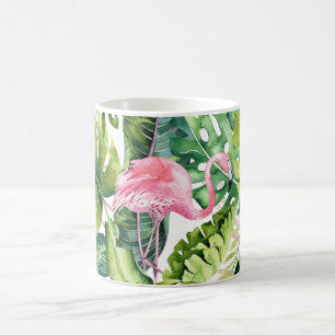Mug PixDezines Flamants roses roses+Foliage tropical