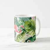Mug PixDezines Flamants roses roses+Foliage tropical (Devant droit)