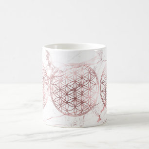 Mug PixDezines FLEUR DE VIE FAUX OR ROSE+MARBRE