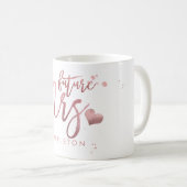 Mug PixDezines Future Mme/Faux Rose Gold/Modern Script (Devant droit)