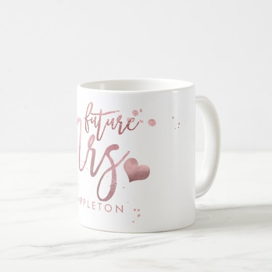 Mug PixDezines Future Mme/Faux Rose Gold/Modern Script (Devant droit)