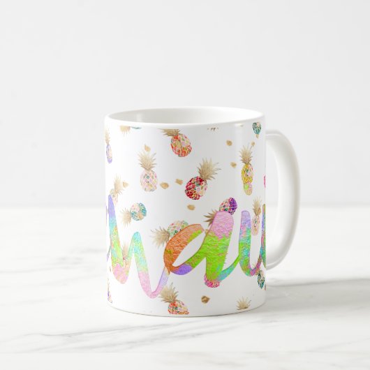 Mug PixDezines Hawaii Lava arc-en-ciel Aloha Ananas (Devant droit)