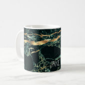 Mug PixDezines HUNTER GREEN MARBLE+FAUX OR VEINS (Devant gauche)